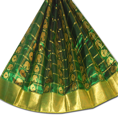 "Designer Green Pattu parikini SSR-11 (unstitched) (Between 1 to 4) - Click here to View more details about this Product